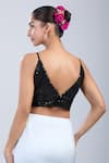 Shop_Samyukta Singhania_Black Sequins V-neck Work Blouse _at_Aza_Fashions