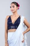 Samyukta Singhania Blue Sequins V-neck Work Blouse Online at Aza Fashions Samyukta Singhania_Blue Sequins V-neck Work Blouse _Online_at_Aza_Fashions