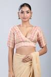 Buy Samyukta Singhania Gold Brocade V-neck Geometric Pattern Blouse at Aza Fashions Buy_Samyukta Singhania_Gold Brocade V-neck Geometric Pattern Blouse _at_Aza_Fashions