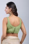 Shop_Samyukta Singhania_Green Tissue Scoop Neck Sleeveless Textured Blouse _at_Aza_Fashions