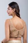 Shop Samyukta Singhania Brown Tissue Scoop Neck Textured Sleeveless Blouse at Aza Fashions Shop_Samyukta Singhania_Brown Tissue Scoop Neck Textured Sleeveless Blouse _at_Aza_Fashions