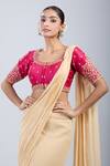 Buy_Samyukta Singhania_Magenta Embroidery Round Neck Floret Blouse _Online_at_Aza_Fashions