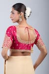 Shop_Samyukta Singhania_Magenta Embroidery Round Neck Floret Blouse _at_Aza_Fashions