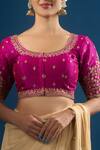 Buy_Samyukta Singhania_Purple Embroidery Round Neck Garden Blouse _Online_at_Aza_Fashions