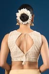 Shop_Samyukta Singhania_Gold Embroidery Round Neck Geometric Pattern Blouse _at_Aza_Fashions