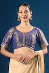 Buy_Naintara Bajaj_Blue Embroidery Round Neck Butti Blouse _at_Aza_Fashions