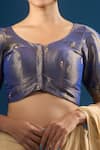Buy_Naintara Bajaj_Blue Embroidery Round Neck Butti Blouse _Online_at_Aza_Fashions