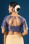 Shop_Naintara Bajaj_Blue Embroidery Round Neck Butti Blouse _at_Aza_Fashions
