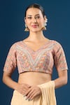 Buy Samyukta Singhania Multi Color Embroidery V-neck Geometric And Floral Pattern Blouse at Aza Fashions Buy_Samyukta Singhania_Multi Color Embroidery V-neck Geometric And Floral Pattern Blouse _at_Aza_Fashions