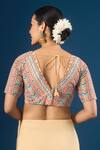 Shop Samyukta Singhania Multi Color Embroidery V-neck Geometric And Floral Pattern Blouse at Aza Fashions Shop_Samyukta Singhania_Multi Color Embroidery V-neck Geometric And Floral Pattern Blouse _at_Aza_Fashions