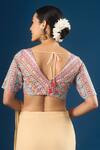Shop_Samyukta Singhania_Multi Color Embroidery V-neck Geometric And Floral Pattern Blouse _at_Aza_Fashions