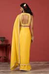 Shop_Suruchi Parakh_Yellow Georgette, Crepe Embroidery High Neck Blouse With Saree _at_Aza_Fashions