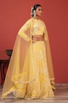 Buy_Suruchi Parakh_Yellow Net Sequins, Embroidery Round Neck Hand Lehenga Set _Online_at_Aza_Fashions
