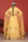 Suruchi Parakh_Yellow Net Sequins, Embroidery Round Neck Hand Lehenga Set _Online_at_Aza_Fashions