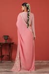 Suruchi Parakh_Pink Georgette, Crepe Embroidery Round Neck Saree With Statement Blouse _Online_at_Aza_Fashions