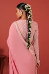 Suruchi Parakh_Pink Georgette, Crepe Embroidery Round Neck Saree With Statement Blouse _at_Aza_Fashions