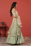 Shop_Suruchi Parakh_Green Tissue, Net Sequins, Embroidery Round Neck Handcrafted Lehenga Set _at_Aza_Fashions