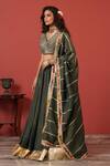 Buy_Suruchi Parakh_Green Georgette, Tissue Embroidery V-neck Handcrafted Lehenga Set _Online_at_Aza_Fashions