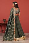 Suruchi Parakh_Green Georgette, Tissue Embroidery V-neck Handcrafted Lehenga Set _Online_at_Aza_Fashions