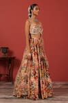 Shop_Suruchi Parakh_Multi Color Georgette, Tissue Zari, Zardozi Handcrafted Bustier Lehenga Set _Online_at_Aza_Fashions