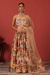 Buy_Suruchi Parakh_Multi Color Georgette, Tissue Zari, Zardozi Handcrafted Bustier Lehenga Set _at_Aza_Fashions