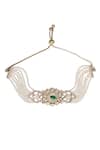 Shop_Nazaakat By Samara Singh_Green Gemstones, Crystals Kundan Bracelet _at_Aza_Fashions
