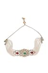 Shop_Nazaakat By Samara Singh_Red Imitation Gemstones Kundan Bracelet _at_Aza_Fashions