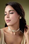 Buy_Nazaakat By Samara Singh_Red Kundan Choker Necklace Set _at_Aza_Fashions
