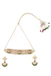 Shop_Nazaakat By Samara Singh_Green Stones And Ruby Kundan Choker Necklace Set _at_Aza_Fashions