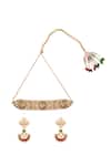 Shop_Nazaakat By Samara Singh_Red Ruby And Green Kundan Choker Necklace Set _at_Aza_Fashions