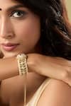 Shop_Nazaakat By Samara Singh_Red Imitation Gemstones Ruby And White Kundan Bracelet _Online_at_Aza_Fashions