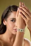 Buy_Nazaakat By Samara Singh_Green Crystals And Ruby Kundan Bracelet _at_Aza_Fashions