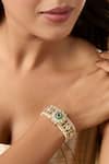 Nazaakat By Samara Singh_Green Crystals And Ruby Kundan Bracelet _Online_at_Aza_Fashions
