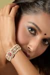 Buy_Nazaakat By Samara Singh_Red Imitation Gemstones Ruby And Green Kundan Bracelet _Online_at_Aza_Fashions