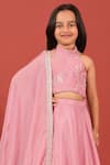 Suruchi Parakh_Pink Georgette, Crepe Tassels, Embroidery, Sequins Work Lehenga Set _Online_at_Aza_Fashions