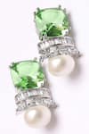 Shop_Dugran By Dugristyle_Green Pearls, Diamonds Hari Chamak Drop Earrings _at_Aza_Fashions