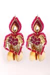 Buy_Dugran By Dugristyle_Pink Beads, Stones, Roshan Andaz Drop Earrings _at_Aza_Fashions