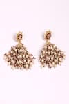 Buy_Dugran By Dugristyle_Red Pearls, Beads, Faux Diamonds, Stones Surkh Andaz Jhumkas _at_Aza_Fashions