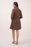 Shop_Ruchi Marodia_Brown Cotton Embroidery Collared Mendaka Shirt Dress _at_Aza_Fashions