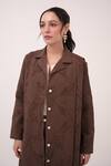 Shop_Ruchi Marodia_Brown Embroidery Mandarin Collar Mendaka 3d Jacket _Online_at_Aza_Fashions