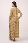 Shop_Ruchi Marodia_Yellow Notched Neck Mendaka Top With Box Pleated Pant _at_Aza_Fashions