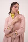 Shop_Ruchi Marodia_Pink Embroidery Mandarin Collar Hand Pastel Jacket _Online_at_Aza_Fashions
