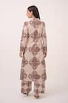 Shop_Ruchi Marodia_Beige Cotton V-neck Mendaka Digital Print Kurta Set _at_Aza_Fashions