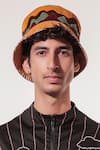 Buy_Jubinav Chadha_Yellow Patchwork Mustard Quilted Bucket Hat _at_Aza_Fashions