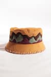 Shop_Jubinav Chadha_Yellow Patchwork Mustard Quilted Bucket Hat _Online_at_Aza_Fashions