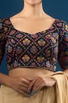 Buy Samyukta Singhania Black Cotton Embroidery V-neck Floral Jaal Pattern Blouse Online at Aza Fashions Buy_Samyukta Singhania_Black Cotton Embroidery V-neck Floral Jaal Pattern Blouse _Online_at_Aza_Fashions