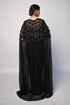 Shop_Rabiya Savlani_Black Satin, Tulle Beads, Embroidery Sweetheart , Open Cape Skirt Set _at_Aza_Fashions