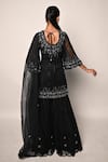 Shop_Rabiya Savlani_Black Satin, Tulle Embroidery V-neck Kurta Gharara Set _at_Aza_Fashions