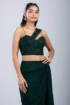 Buy Samyukta Singhania Green Chinon Embroidery Sweetheart Neck Embellished Blouse With Draped Skirt Buy_Samyukta Singhania_Green Chinon Embroidery Sweetheart Neck Embellished Blouse With Draped Skirt