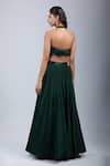 Samyukta Singhania_Green Chinon Sequins, Embroidery Halter Neck Embellished Cutwork Gown _Online_at_Aza_Fashions